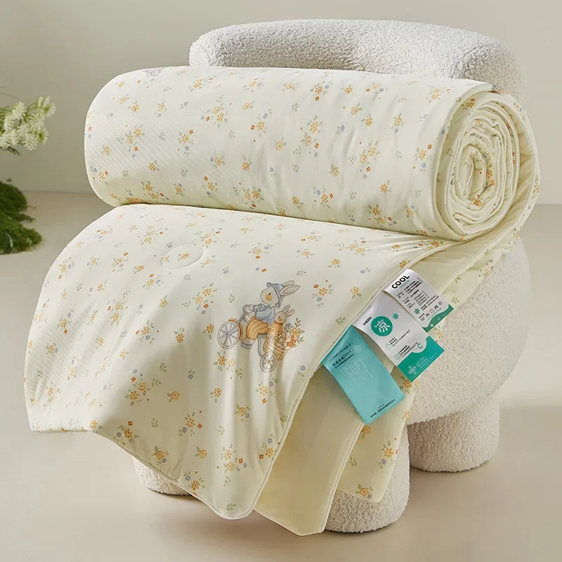 Super Soft Summer Cooling Printed Quilt Cartoon Breathable Smooth Air Conditioning Blanket Quilting Skin-Friendly Home Textiles