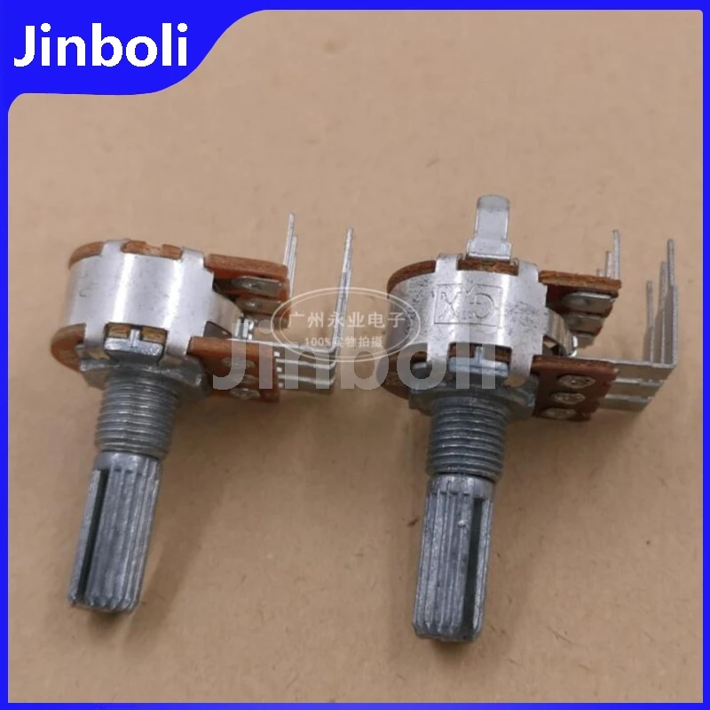 2PCS WH148 16 Type Double Bend Foot 6Pins B20K B50K With Bracket Amplifier Volume Rotary Potentiometer Flower Shaft Length 20MM