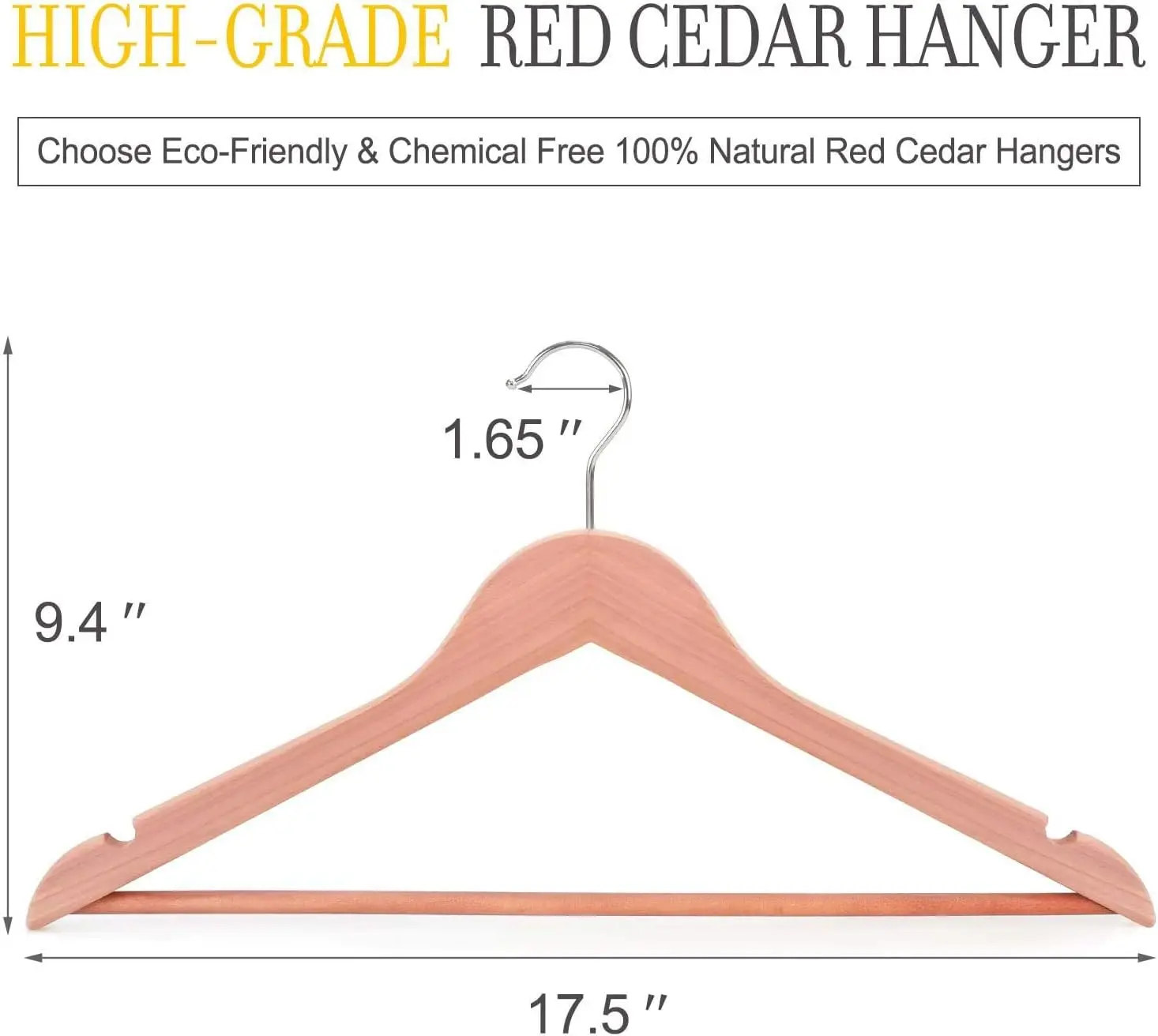 Gantungan kayu Cedar ed 30 Pak, gantungan pakaian untuk lemari, gantungan baju kayu dengan pegangan potong halus, kait fleksibel 360 °