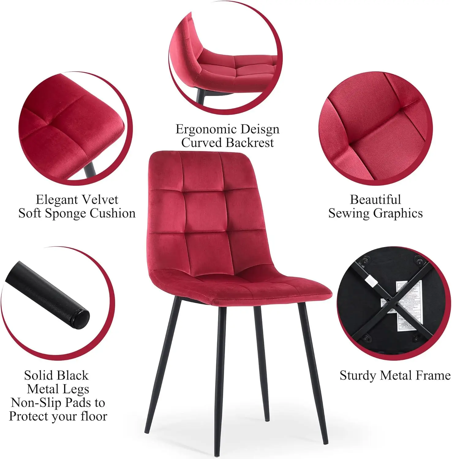 Modern Dining Table Set For 4,5-Pieces Dining Room Set,49"" Rectangle Table Stable & 4 Upholstered Velvet Dining Chair