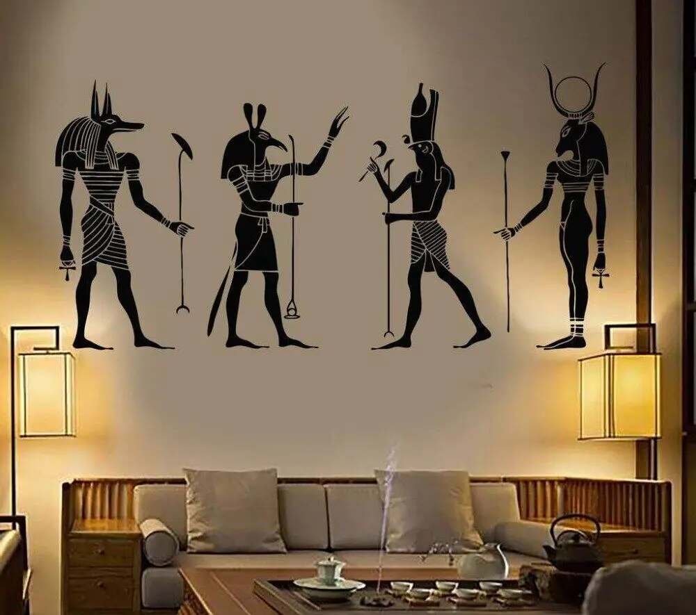 Big Wall Decoration Egypt Egyptian Gods Room Sticker Vinyl Art Removable Poster Modern Ornament Anubis Ra Seth Apis Mural D547