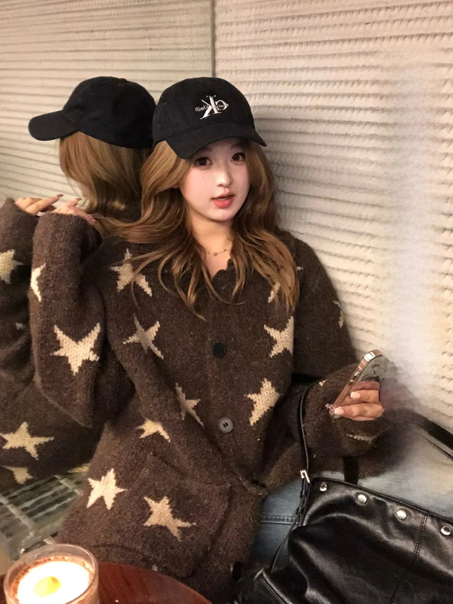 

Свободный кардиган с принтом звезд для женщин больших размеров, вязаная верхняя одежда с галактическим звездным узором для повседневной носки, весна-осень-зима