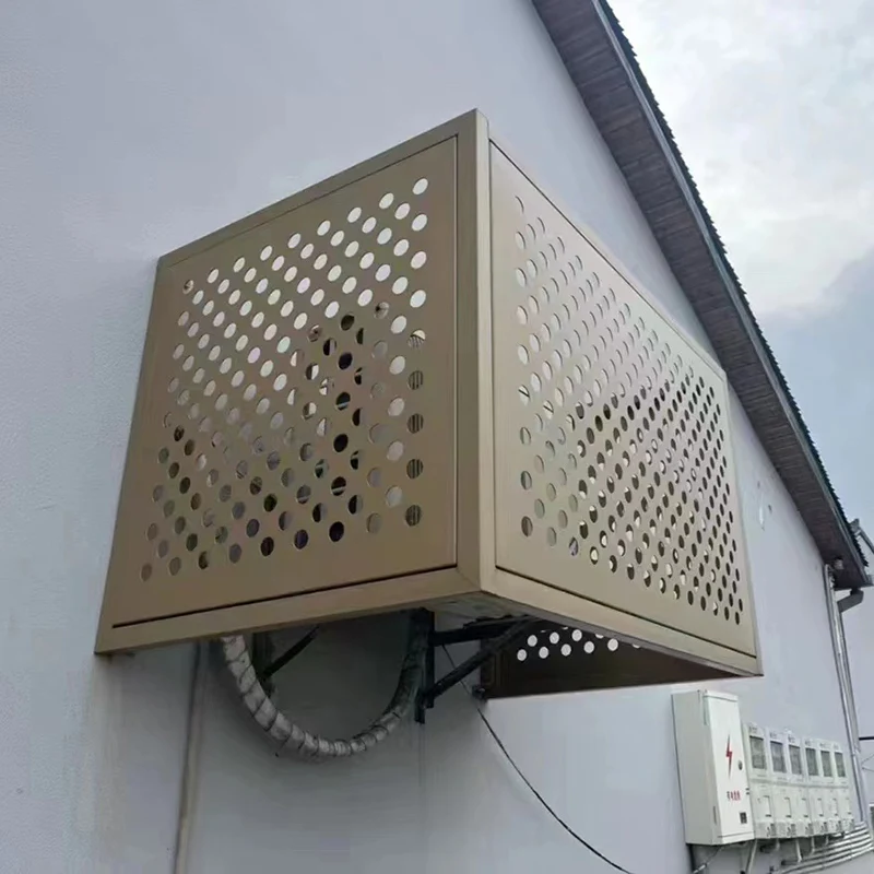 غطاء مكيف الهواء من سبائك الألومنيوم، غطاء حماية، قشرة ألومنيوم مجوفة، وحدة تزيين خارجية