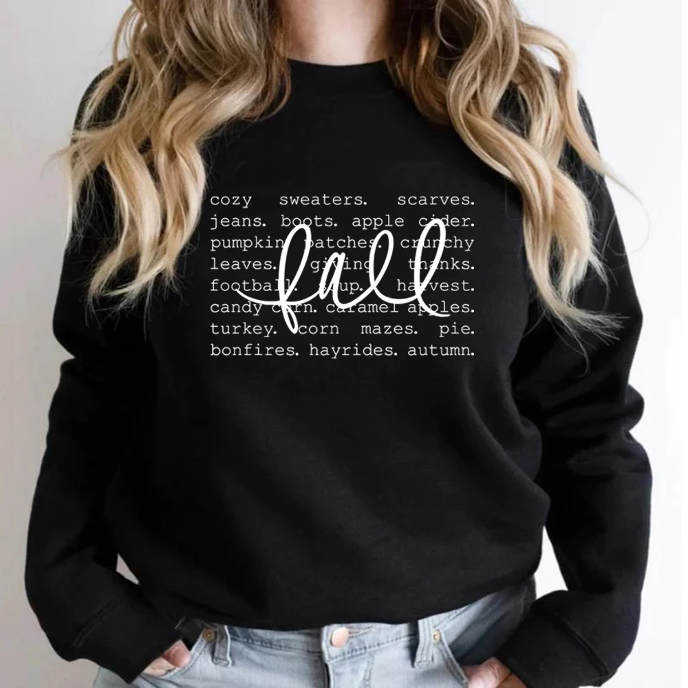 Fall Sweatshirt for Women Fall Words Shirt Hello Fall Crewneck Sweatshirt Long Sleeve Graphic Hoodies Women Casual Pullover