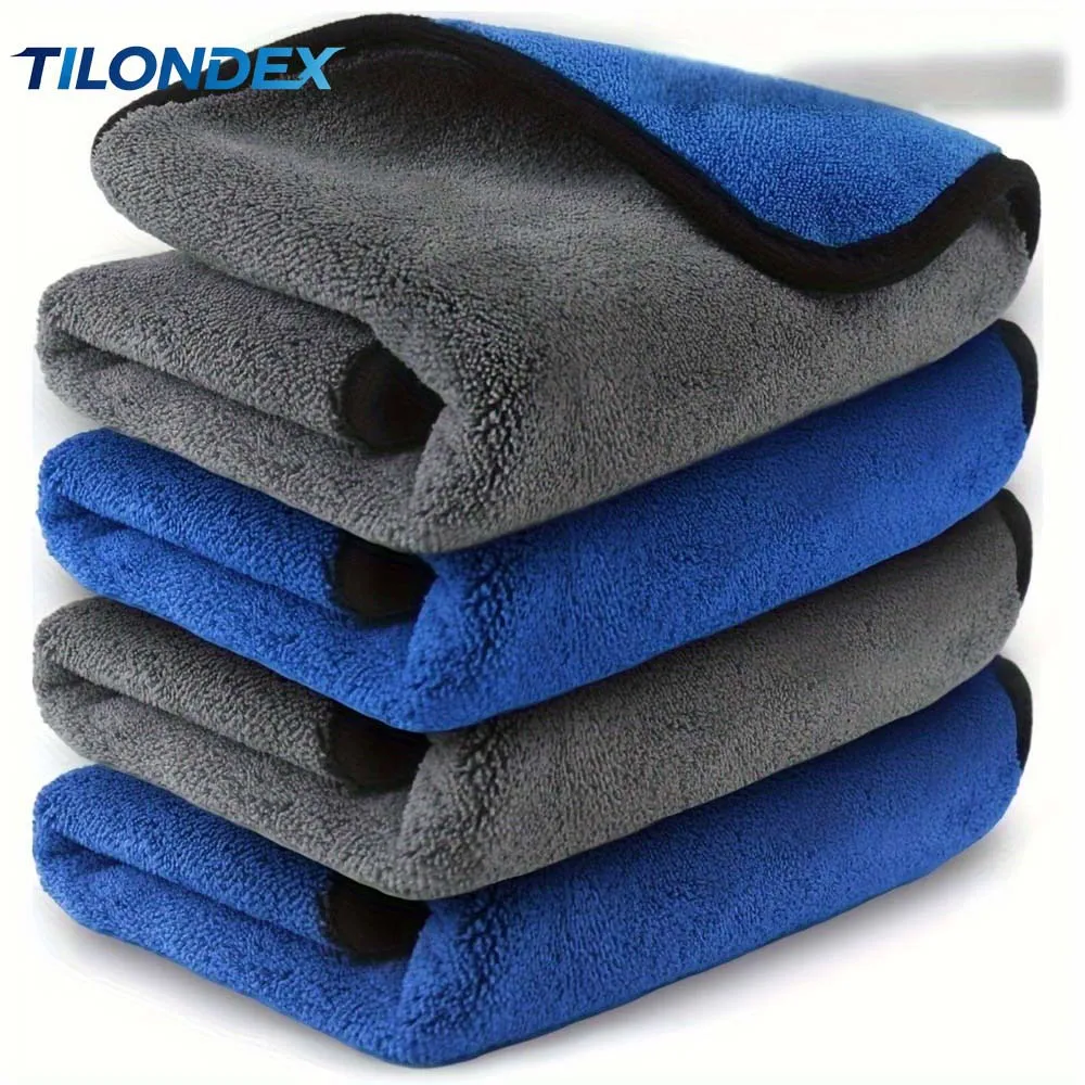 TILONDEX 1/3PCS Super Absorbent Coral Fleece Car Towels 1/3PCS Dual-Sided Set for Quick Auto Detailing And Cleaning Dual Color