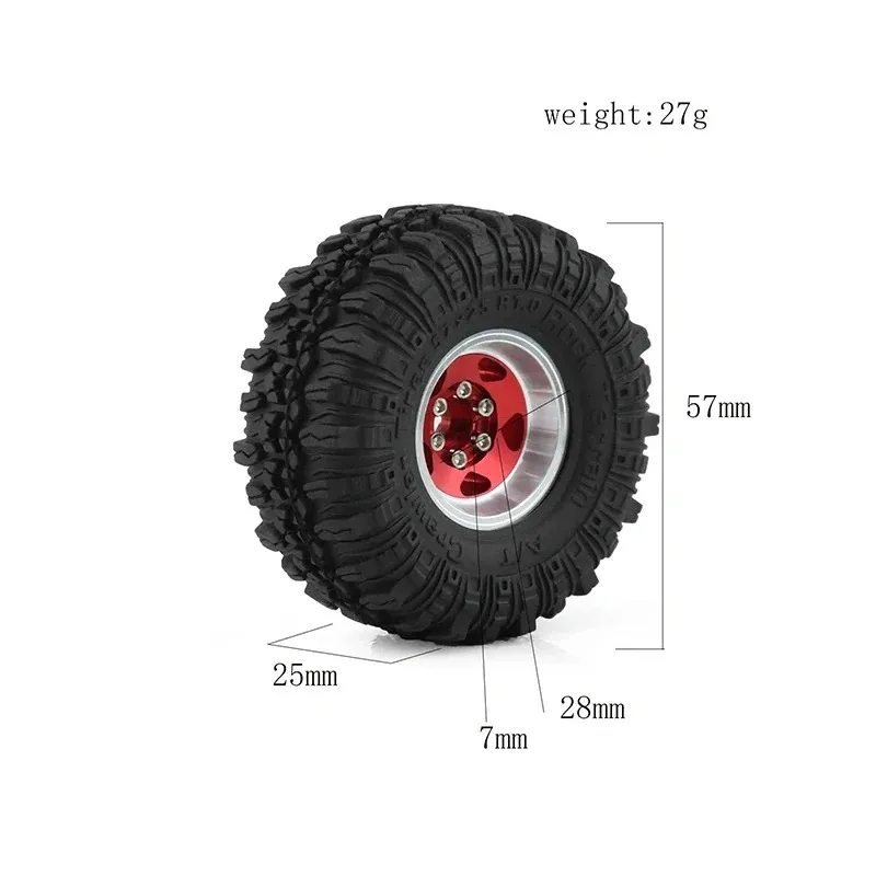 1/24 RC Rock Crawler Beadlock Wheels & Grappler Tires for SCX24 FCX24 TRX4M AX24, Off-Road Upgrade Parts