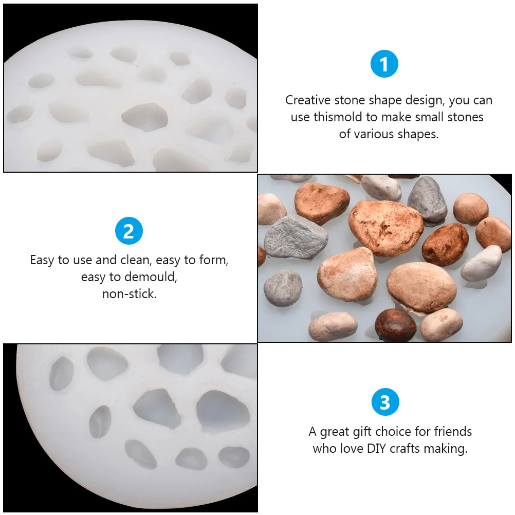 

1pc Silicone Mold for Resin Stone Rock Small White Cobblestone Palm DIY Craft Jewelry Making Tools Flexible Transparent NonStick