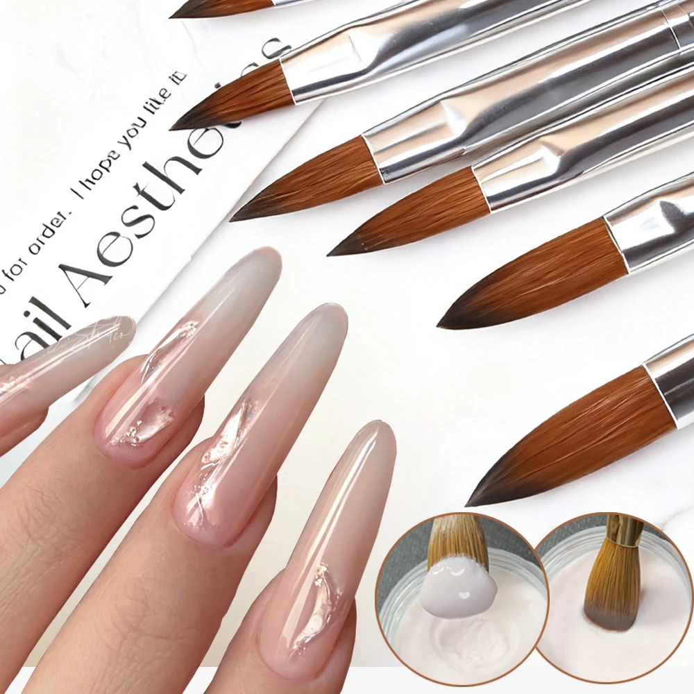 1 قطعة نحت الاكريليك مسمار فرشاة فنية مقبض خشب الورد تصميم منحوت لملحقات السائل فرشاة للمسحوق أداة لطلاء الأظافر