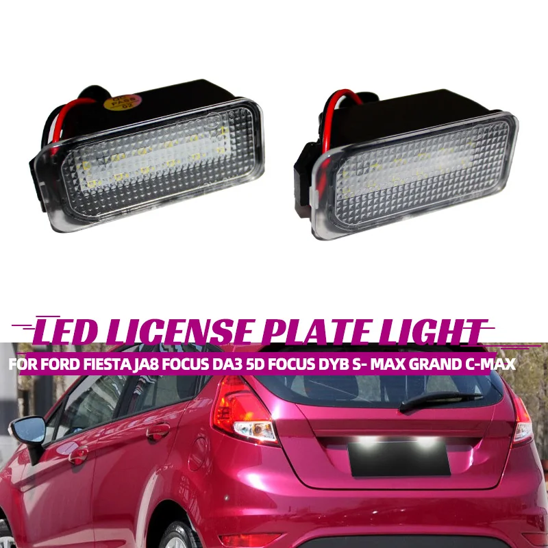 2Pcs License Plate Light for Ford Kuga S MAX Mondeo MK4 MK5 MK2 Fiesta 2008-2019 Focus ABS Plastic 12V LED Number Signal Light