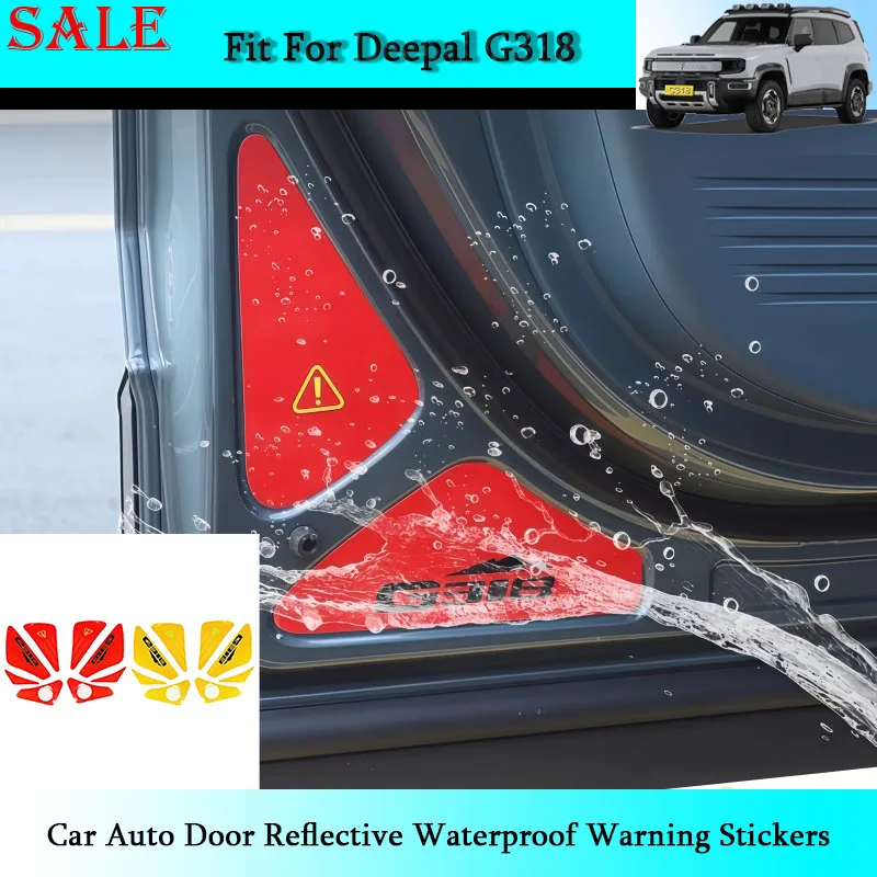 Fit for Deepal G318 Car Auto Door Reflective Waterproof Warning Stickers Automobile Interior Upgrade Decoration Accessories
