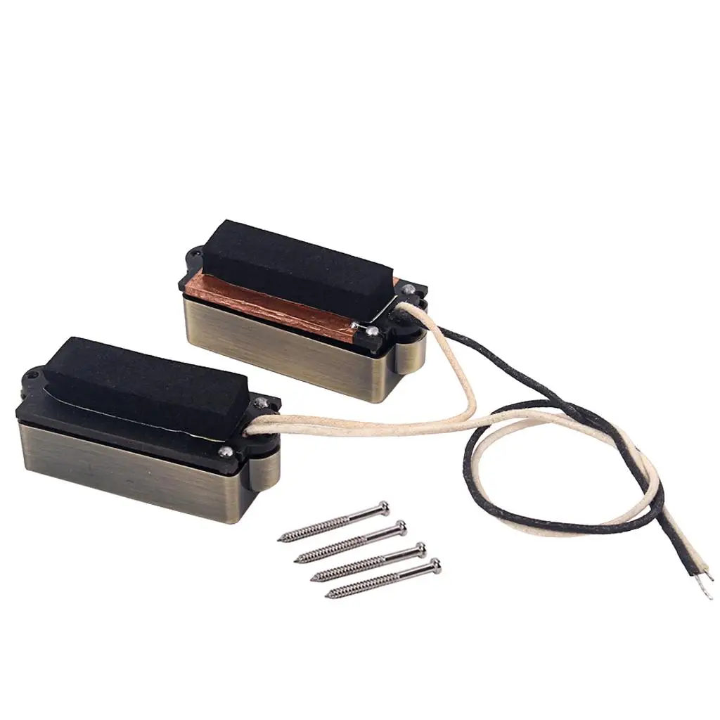 Bass Guitar Pickup Neck Bridge Set with Alnico V Magnets Classic Tone Sound Pickup for 4 String Precision Bass Instruments