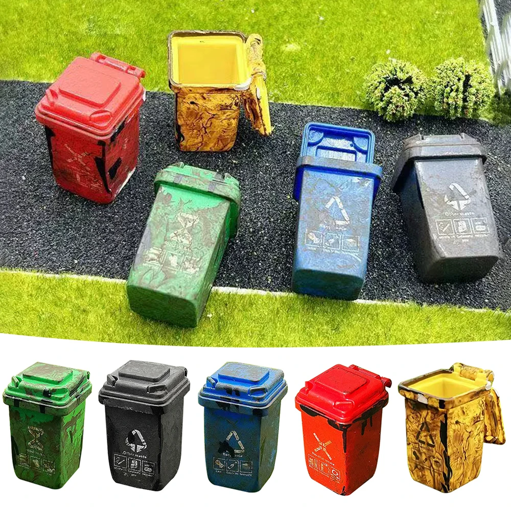 모형 철도 건물 미니어처용 쓰레기통 5개/가방, 맞춤형 웨더링 디오라마 액세서리, 미니어처 쓰레기통 세트