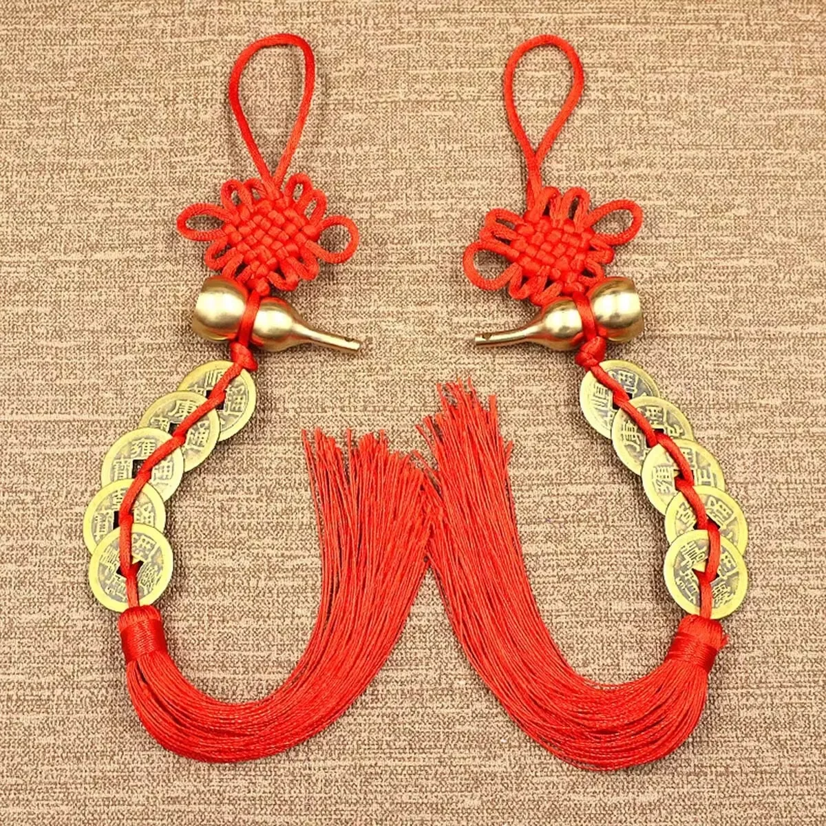 Colgante de Año Nuevo Chino de cobre con cinco emperadores, colgante de calabaza de cobre para puerta a puerta, calabaza de dinero de cobre, adornos para coche, regalos, 1 ud.