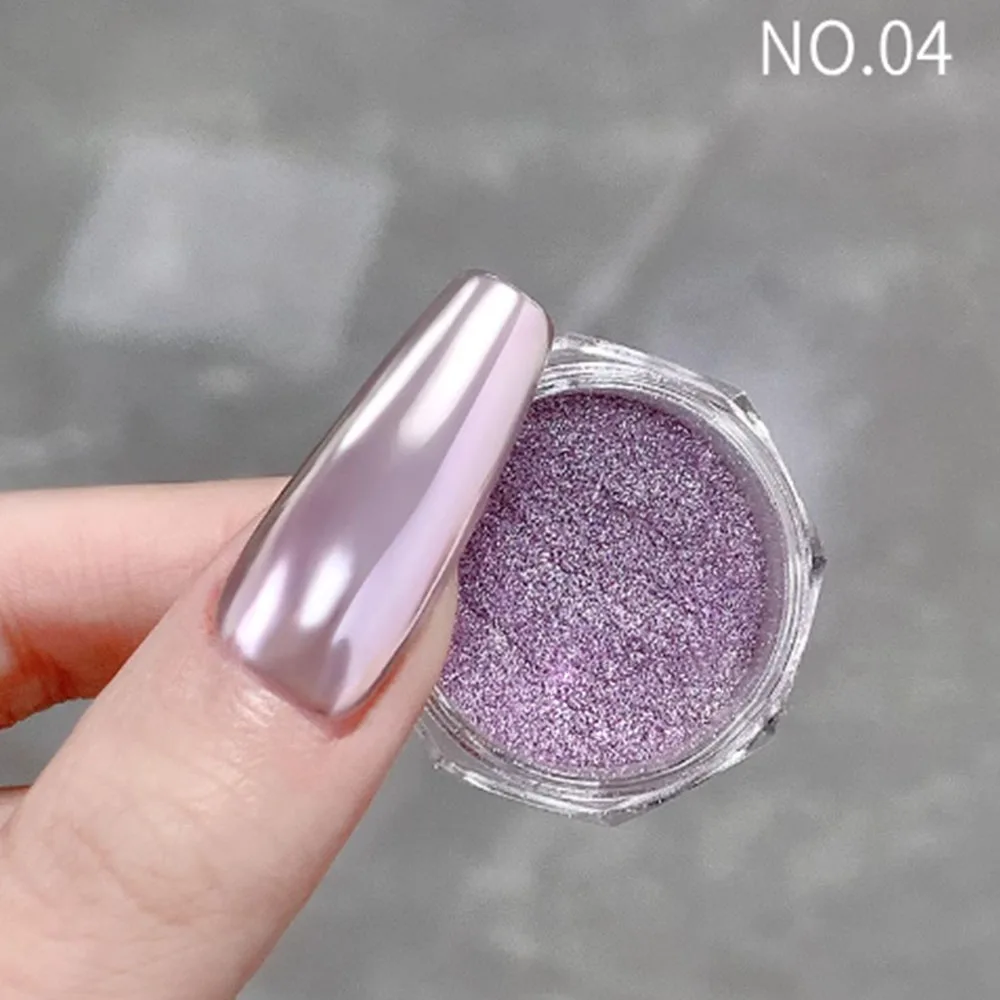 1 scatola Super Bright Chrome Nail Powder Taro Purple Aurora Mirror Glitter Charm effetto metallico smalto Gel UV polveri per Manicure fai da te