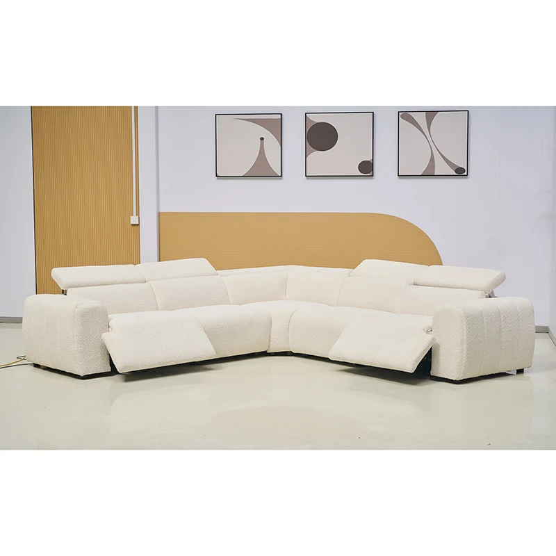 

Large corner sofa Teddy velvet L shape electric reclining sofas