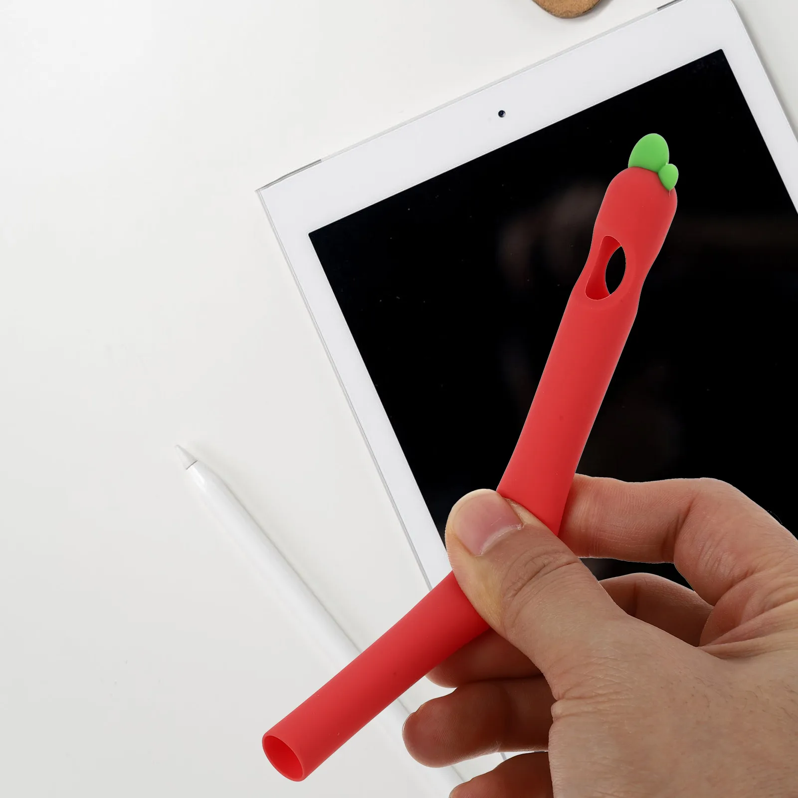

Pencil 1 Silicone Sleeve Carrot Design Pen Protector Comfort Grip Cover Compatible For Ipad Stylus Holder Skin