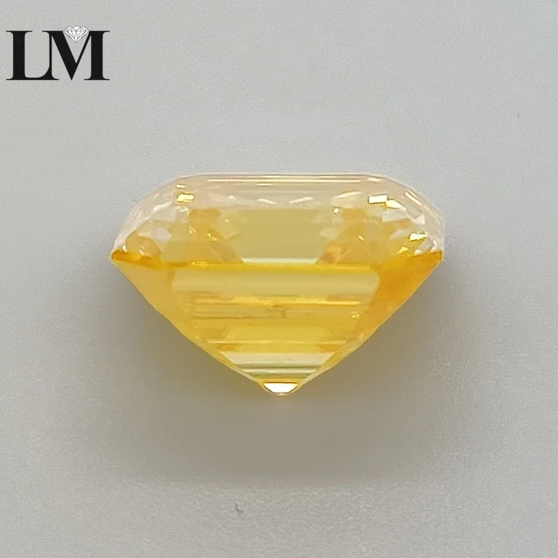 

Moissanite Stone Asscher Cut Golden Yellow Color For Pass Diamond Tester Charms Czochralski method With GRA Certificate