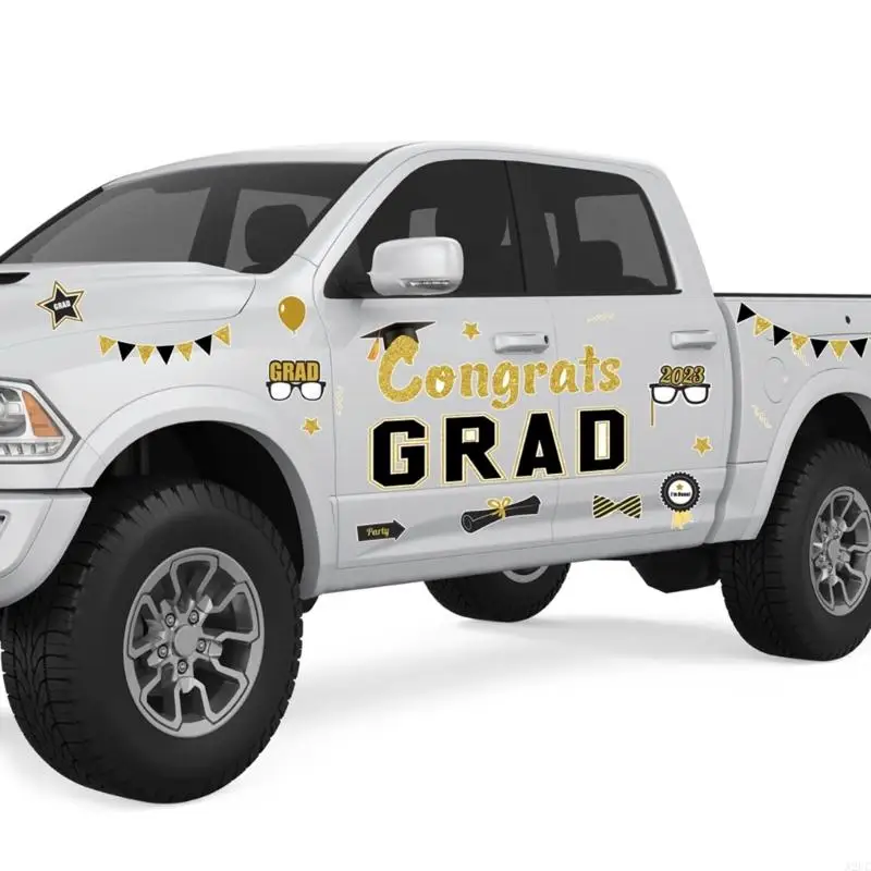 A2UC Reflective Congrats Grad Car Magnets Set Xmas-Holiday Automotive-Graduation Magnet-for Refrigerator Mailbox Bumper Decor