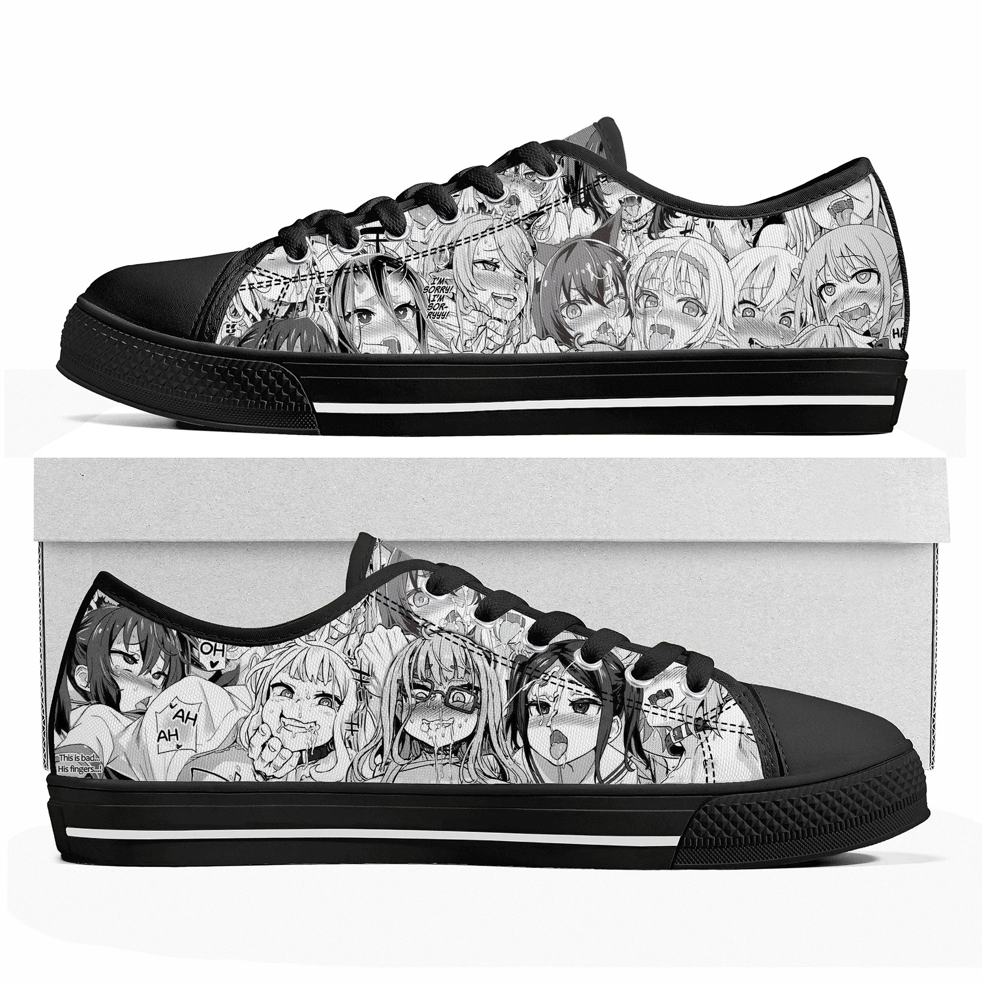 Cartoon A-Ahegaos Low Top Sneakers Mens Womens Teenager Canvas High Quality Sneaker Casual Custom Made Shoes Customize DIY Shoe