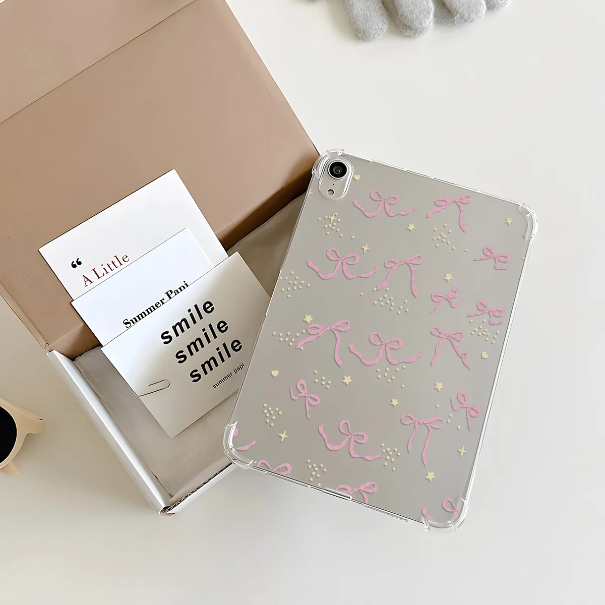 Sweet Girly Pink Bow Star Clear Tablet Case for Apple iPad Pro12.9 2015 Air 13 11 2026 Mini 7 6 5 4 3 2 1 Pro11 2024 2025 Air1