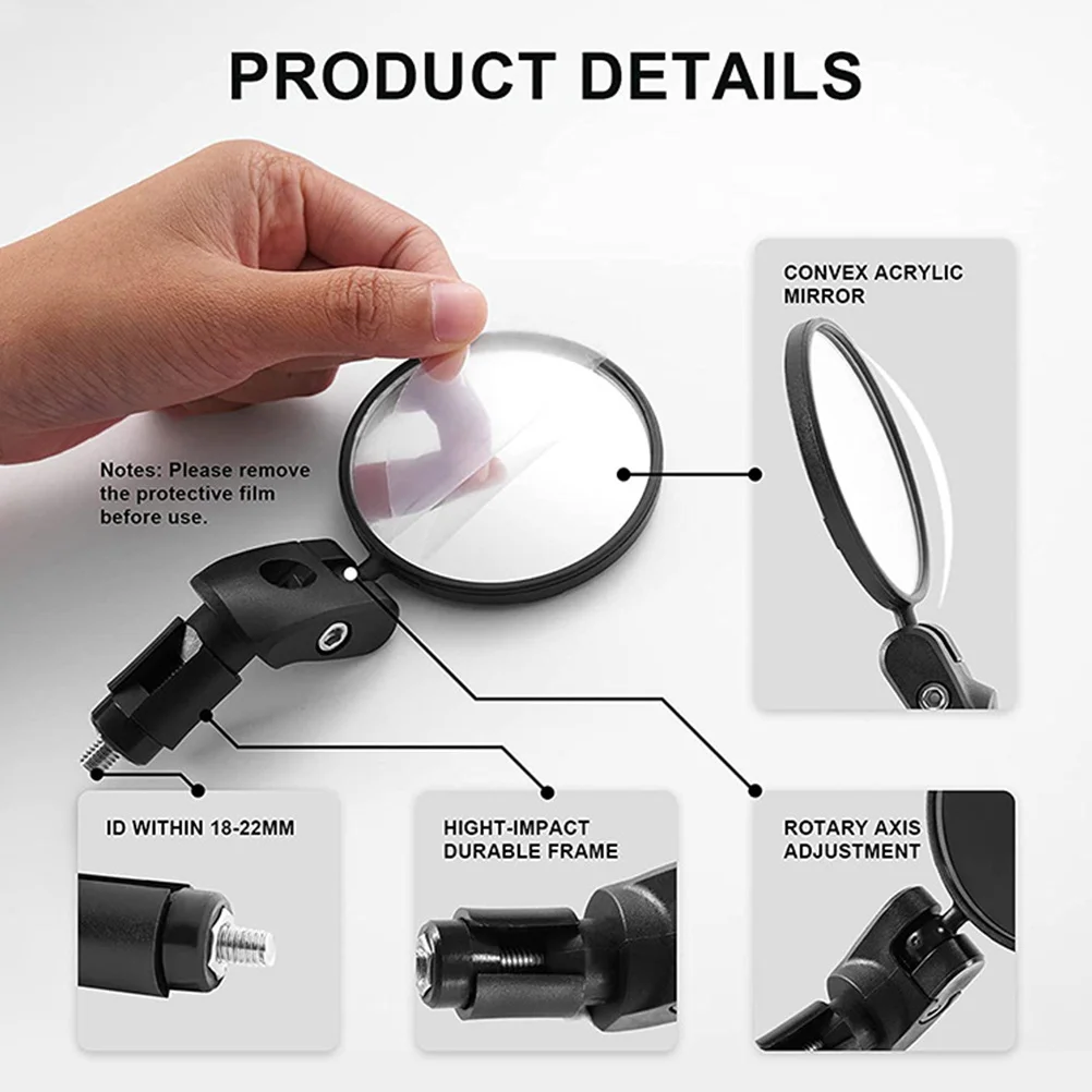

1Pair Mountain Bike Rearview Mirror Lightweight Adjustable Rotatable Bicycles Mirror for Handlebars Bike Mirrors for Handlebars
