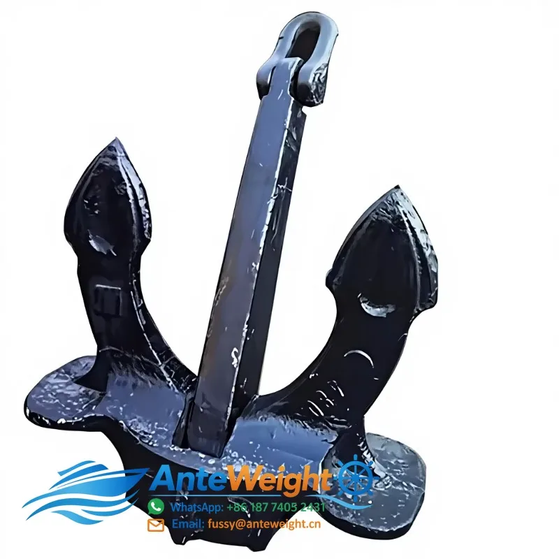 Heavy Duty Cast Steel Hall Anchor Commercial Vessel Black Zinc Plated Marine Stockless Anchor High Holding Power 150 Lbs Head