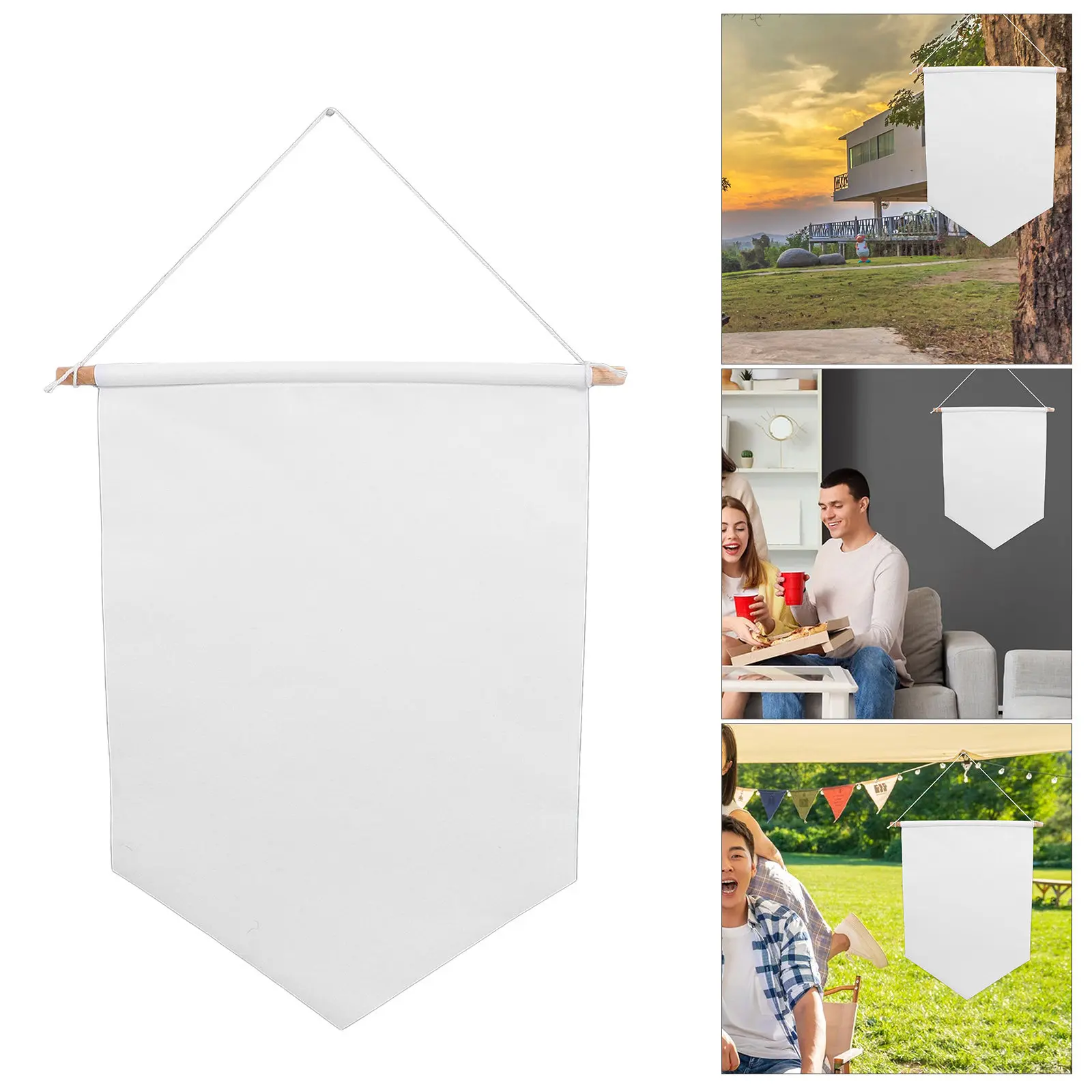2Pcs Blank Garden Flag Sturdy Canvas Wood Design Simple Chic Plain Yard Flag for Outdoor Party Decoration Garden Supplies