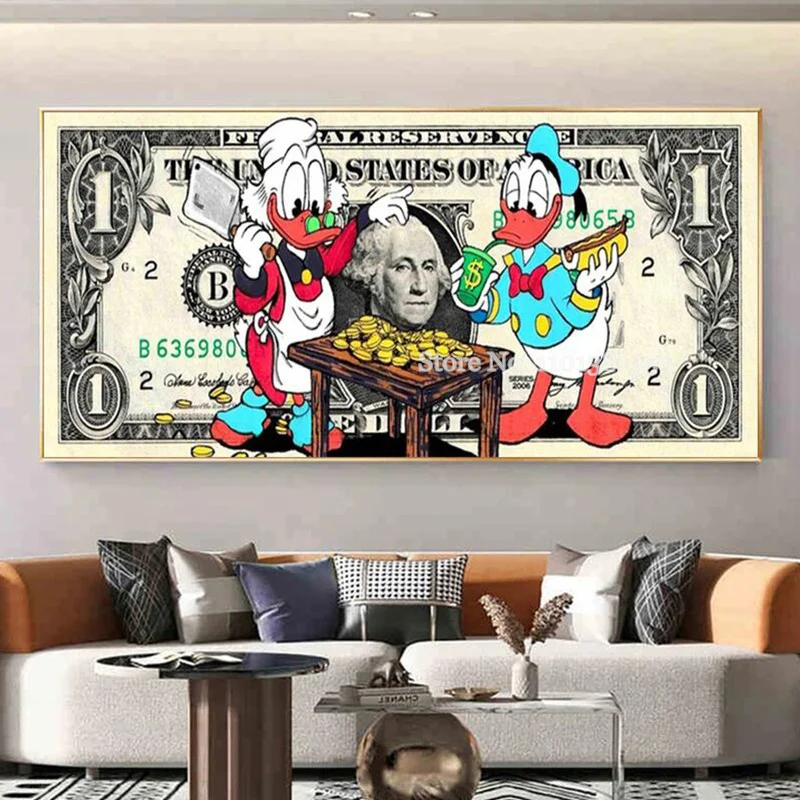 Diy Diamond Painting 5D Diamond Embroidery Mosaic Decor Disney Cartoon Donald Duck Big Boss Swimming in Glod Sea of Money EE3056