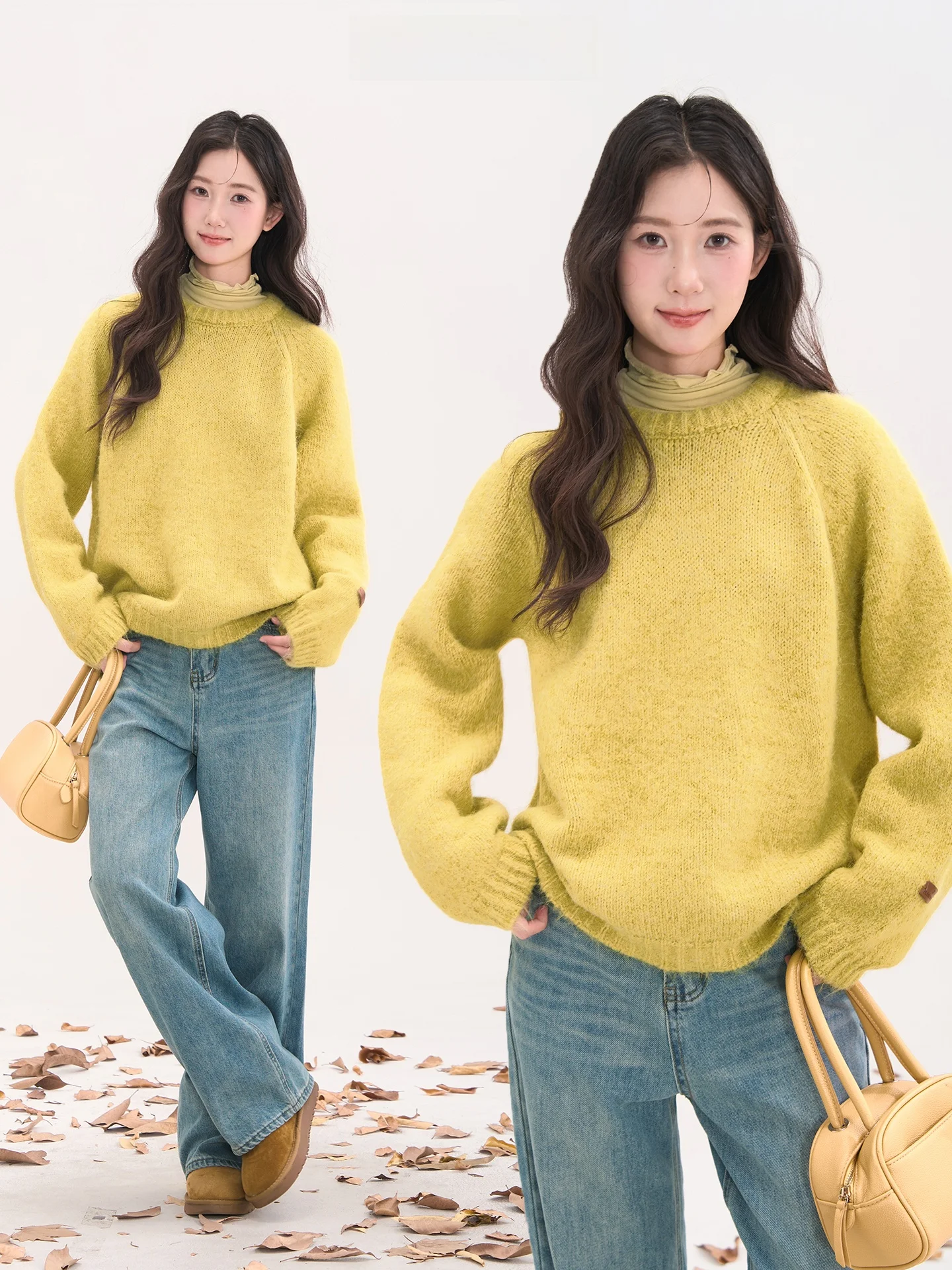 

Ele round Ne Knitted Sweater Lazy Sle Cover up Top Women's Autumn Winter Faion Commute Sle Loose Fit Warmth Clothing