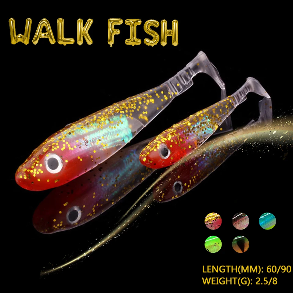 WALK FISH 5Pcs/Lot 2.5g/6cm 8g/9cm Fishing Soft Lure Rainbow Bait Bionic Silicon Artificial Wobbler Shiner Trout Fishing Tackle