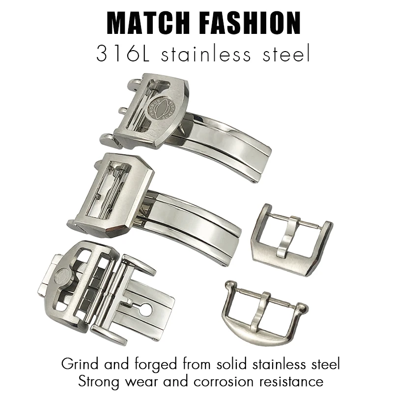 18mm 20mm Stainless Steel Pin Buckle for IWC Big Pilot Portugieser Pilot\'s Watch Leather Watchband Deployant Clasp Accessories