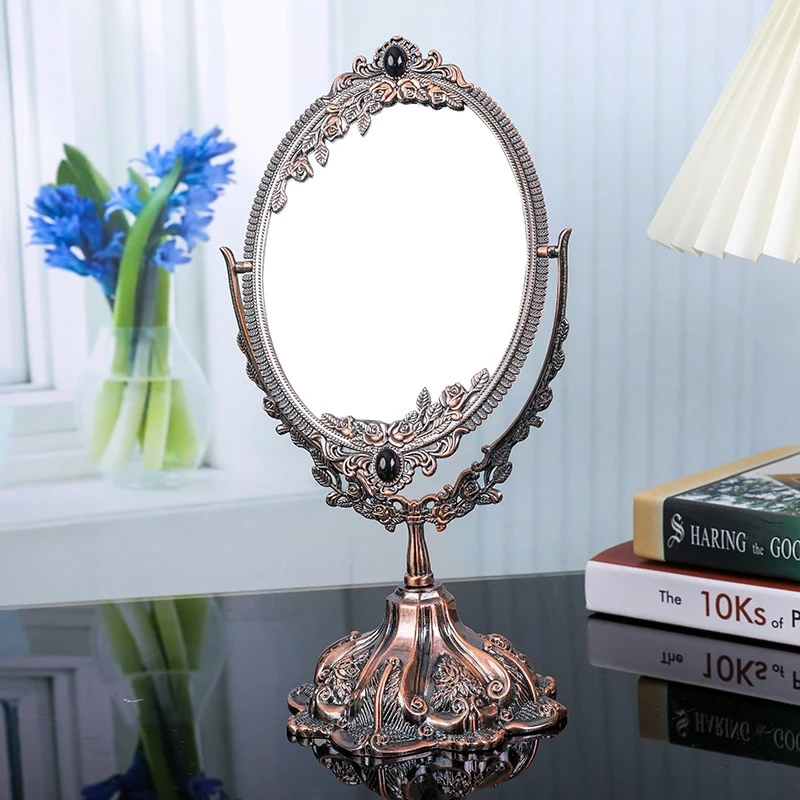 European Metal Double Sided Vintage Makeup Mirror Hd Vanity Table Decor For Women Brides Wedding Gift Elegant Romantic Princess
