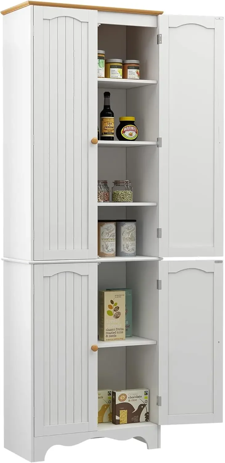 

72'' Tall Kitchen Pantry Cabinet, Freestanding Storage Cabinet with Doors and Shelves