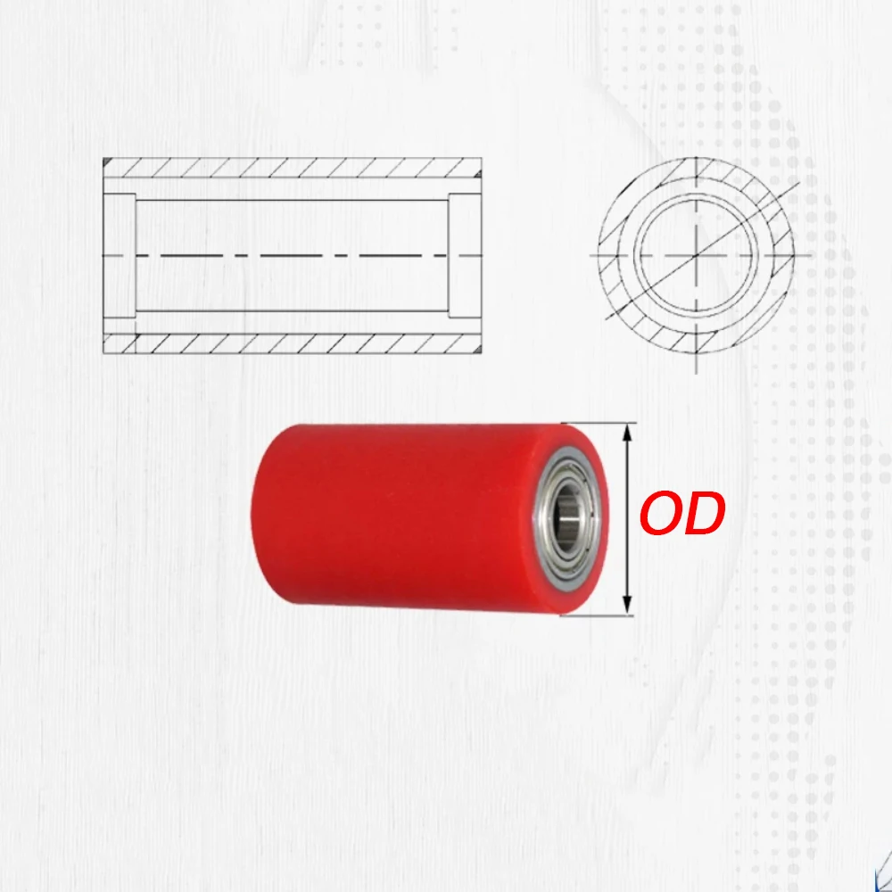1pc 50A Hole Dia 5 6mm 8mm Polyurethane Red Coated Bearing Roller PU Unpowered Wear‑Resistant Caster Wheel Outer Dia 20/25mm