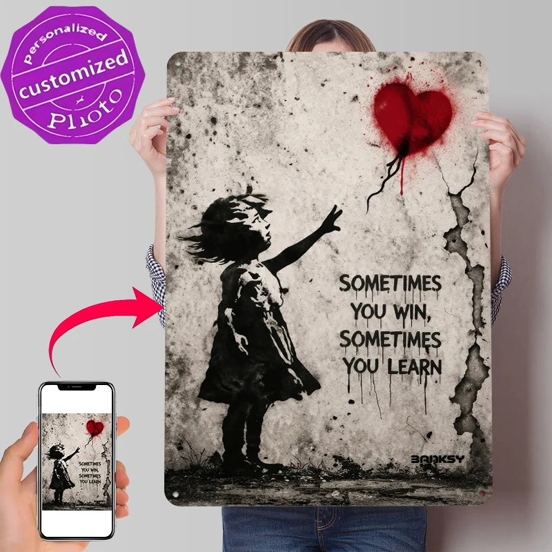 Manchmal gewinnt man, manchmal lernt man – Bedrucktes Poster, personalisierte Wandkunst, Retro-Vintage-Metallschilder für Raumdekorationen und Haus.