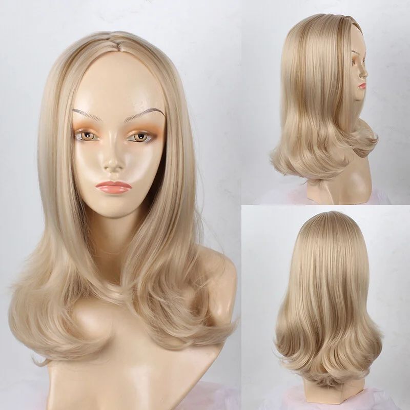 

Women Wig Fashion Long Wavy Wig Girl Golden Hair Hair Wig