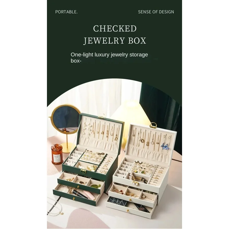 Large Capacity Multi-Layer Drawer-Type Jewelry Box High-End Household Earring Storage Organizer With Oxidation Resistant Surface