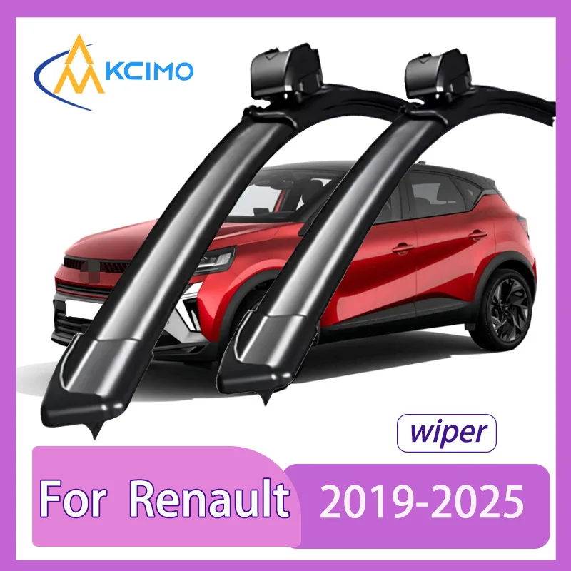 

For Renault Captur XJB/HJB HJE 2019-2025 Front Windshield Wiper Blades 2pcs Slient Rain Windscreen Window Accessories