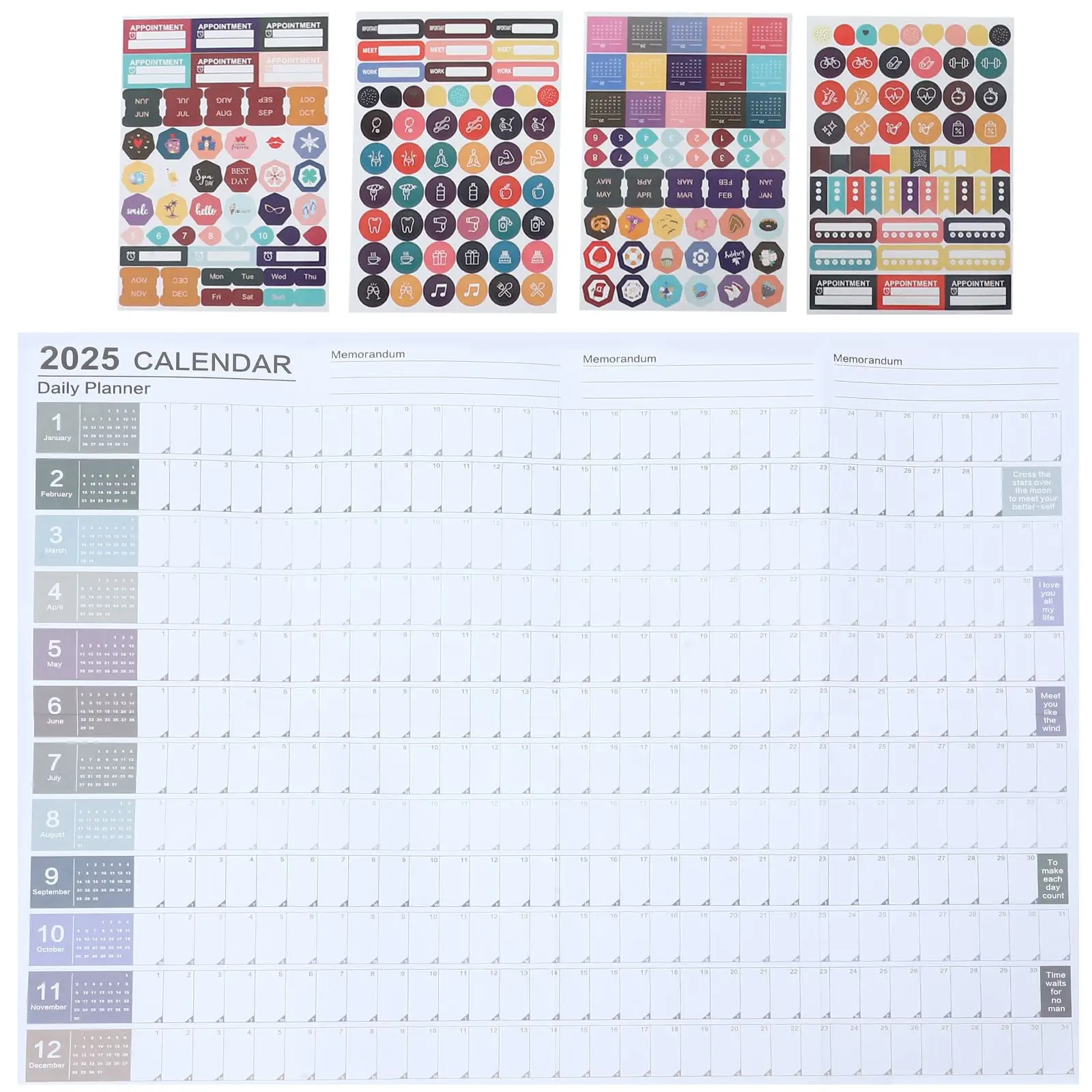 Calendrier mural avec licence décorative, calendrier de bureau, calendrier annuel, année, papier, 2025