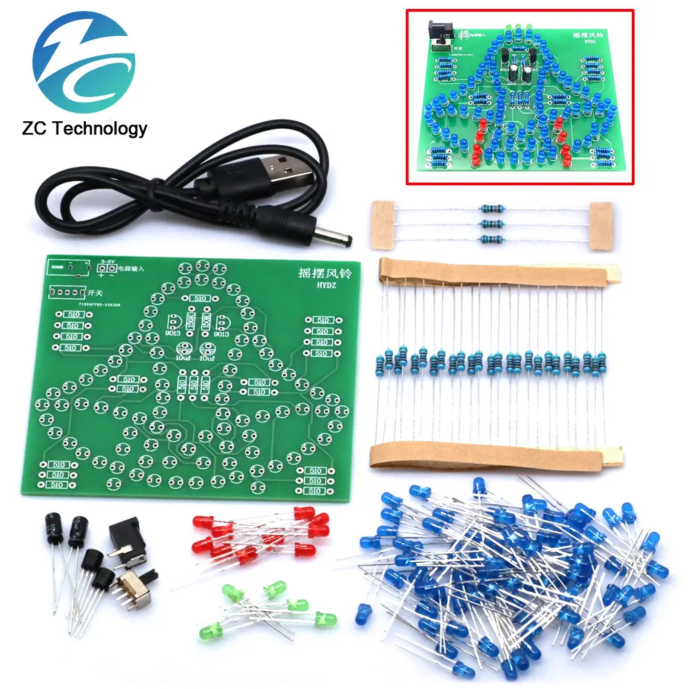 Laboratory Swing Bells DIY Windbell Fun Soldering Electronic Swing Bells Wind Chime 95 LEDs Flashing Light DC 5V Learning Kit