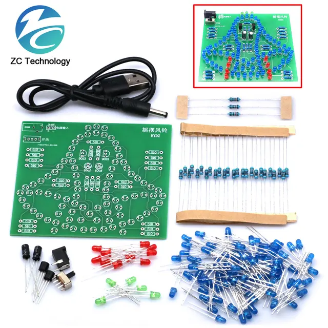 Laboratoryjne dzwonki wahadłowe DIY, zabawa, lutowanie, elektroniczne dzwonki obrotowe, 95 diod led, migające światło, DC 5V, zestaw do nauki