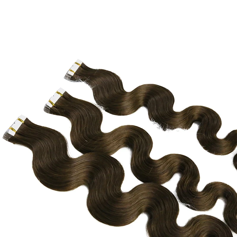 الشريط في شعر مستعار بشري الجسم موجة ريمي لاصق غير مرئية 100% شعر بشري طبيعي 20 قطعة/المجموعة 2.5 جرام/قطعة 50 جرام أومبير شقراء اللون