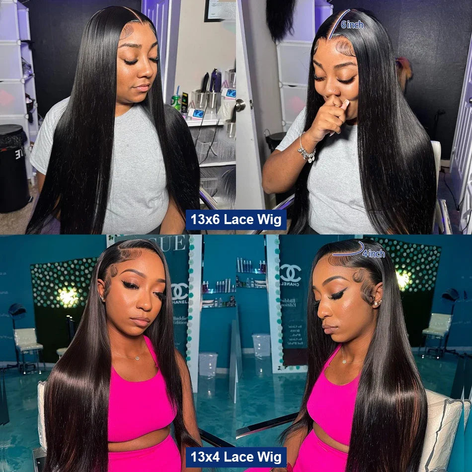 Brazilian 30 40 Inch Glueless Transparent Lace Frontal Wig 250% Bone Straight 13x6 13x4 Lace Front Human Hair Wigs For Women