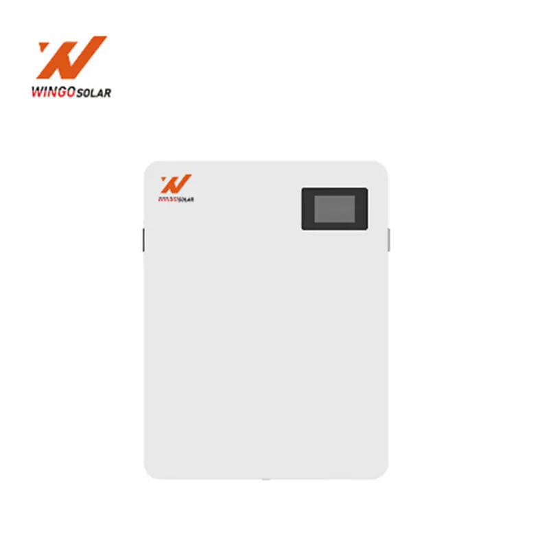 WingoSolar Wall-Mounter Storage Battery Lithium Lifepo4 Battery 5.12KWH 51.2V 100AH 6000 Times Cycles Off On Grid System Home