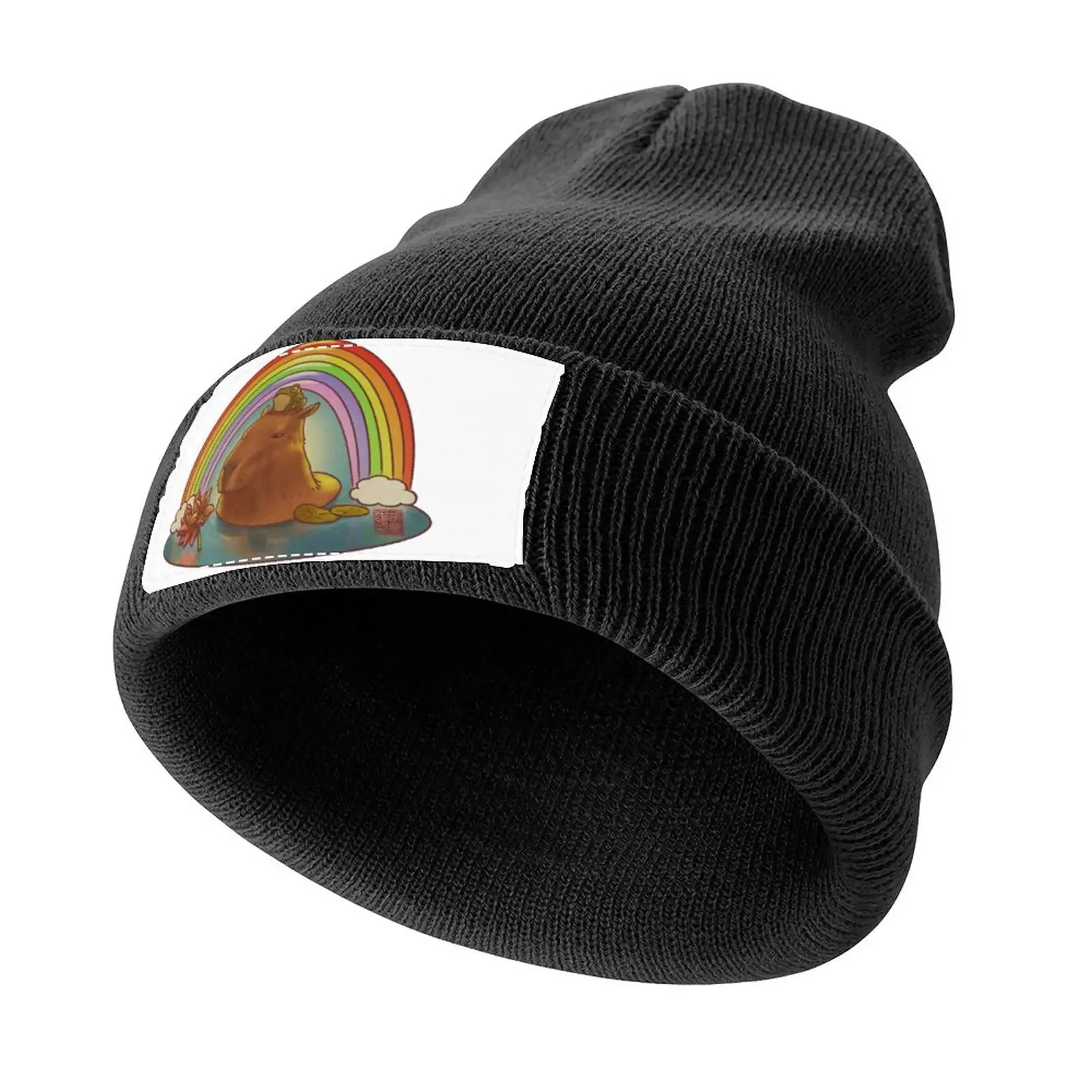 

Capybara and Frog Rainbow Knitted Cap cute Luxury Man Hat Women Caps Men's