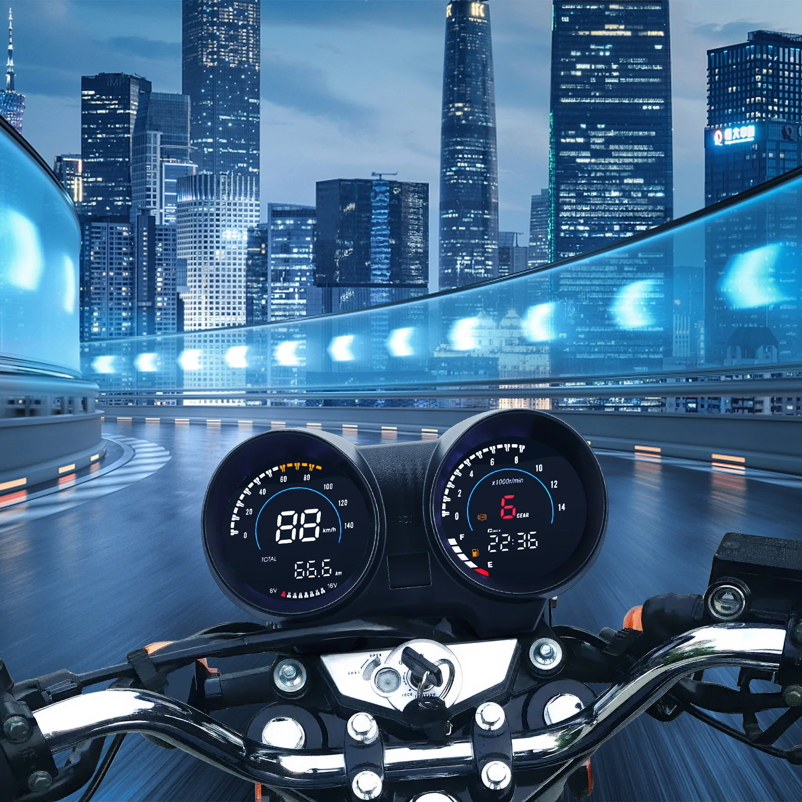 Motobike RPM Tachometer Speed Gauge Tacho with Fuel Level Clock Gear Display MPH/KMH For Brazil TITAN150 For Honda CG150 Fan150