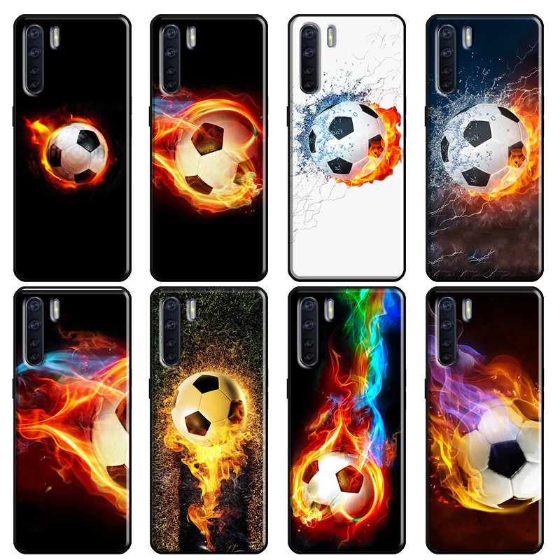 Fire Football Soccer ball Soft For OPPO F5 F7 A52 A72 A1K A5S A15 A83 A91 A31 A53 A9 A5 2020 Reno 4 Pro 2Z Cover