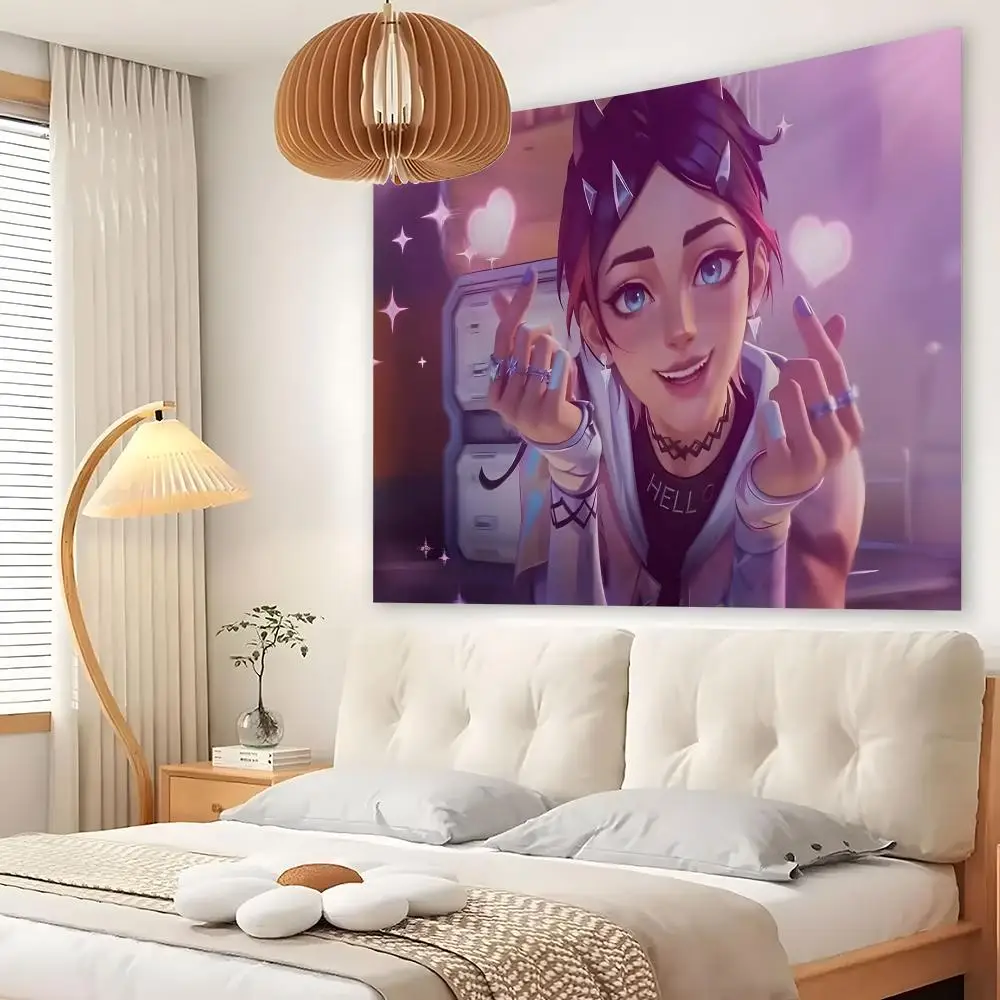 Classic Video Game V-Valorant Tapestry Custom Living Bedroom Party Dormitory Interior Wall Bohemian Decoration Attached Clip