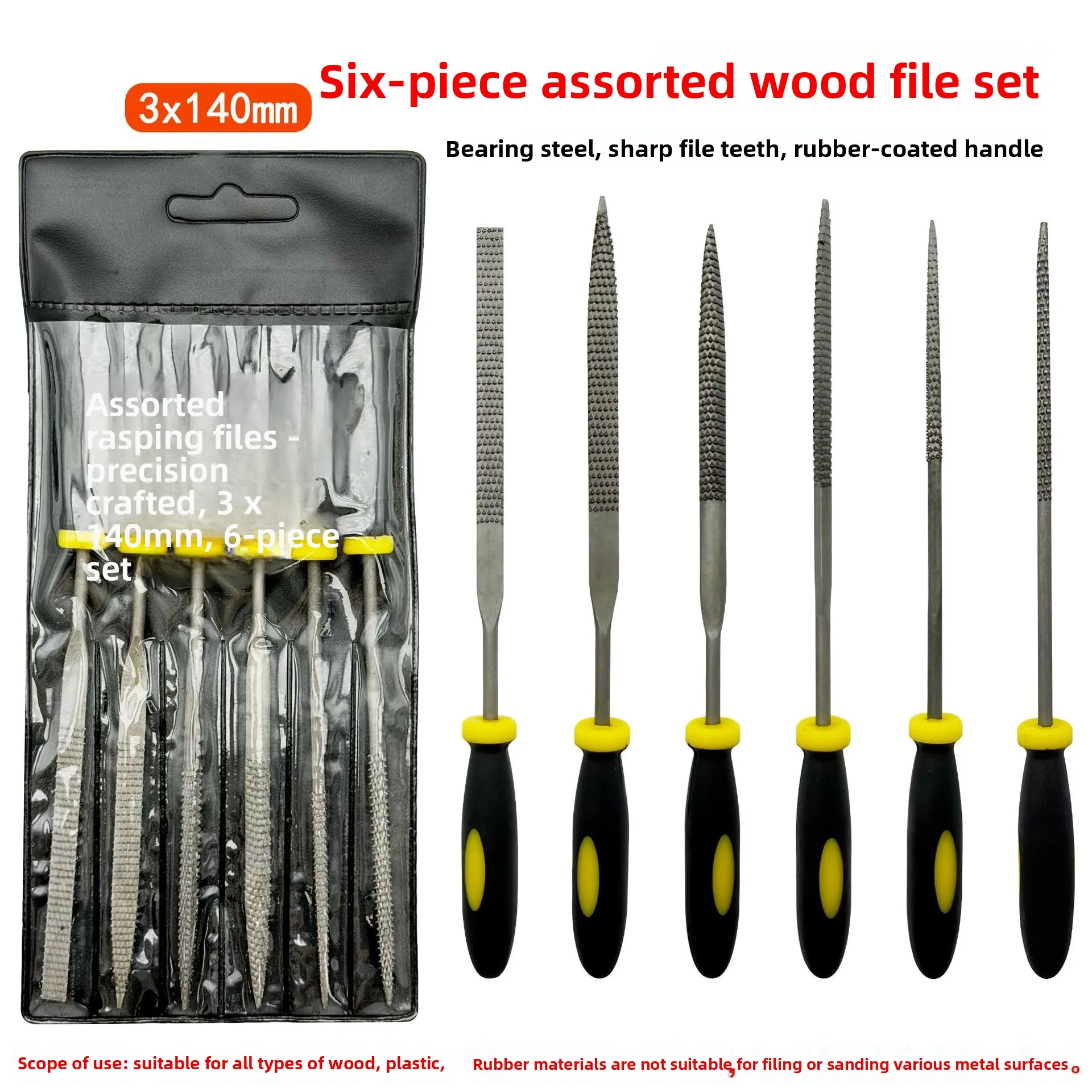 6 Piece Needle File Set Wood Rasp Jewelry Wax Carving Metal Polishing Deburring Tool Kit for Woodworking Goldsmith Craft