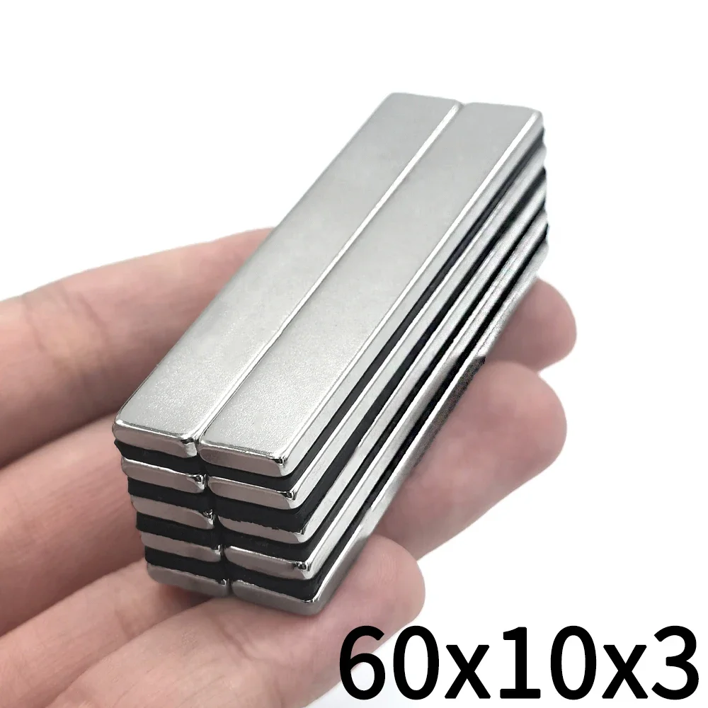 10Pcs 60x10x3 Powerful Neodymium Magnets 60mm x 10mm x3mm N35 Rectangular Block Super Strong Permanent Magnetic imanes